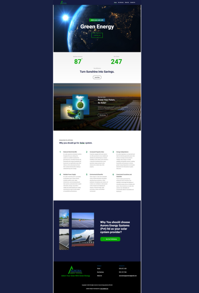 Responsive Web Design and development for Aurora Energy Systems Pvt Ltd - built with wordpress 