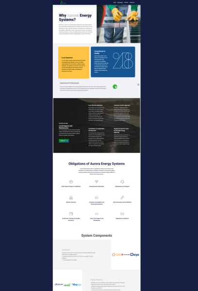 Responsive Web Design and development for Aurora Energy Systems Pvt Ltd - built with wordpress 