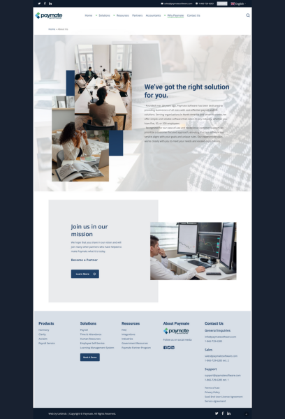 Responsive Web Design and development for paymate software - built with wordpress 